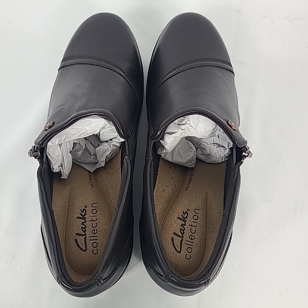 NEW Clarks Women's Suttyn Zip Chocolate Leather Shoes Sz 7.5 NIB (26180146) - Picture 5 of 8